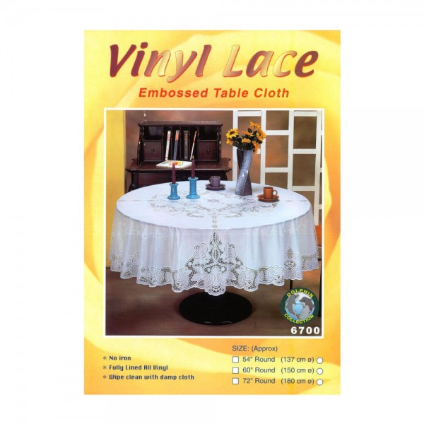 Dolphin-Collection-6700-36RD-Vinyl-Lace-Tablecloth-(Round)-Size-36-Round-Color-White