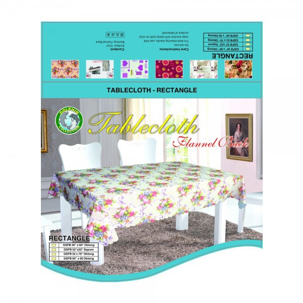 Dolphin-Collection-GSFB3048OBL-Pvc-Tablecloth-Flannel-Back-Scallop Edge-(Oblong)-Size-30×48-Oblong