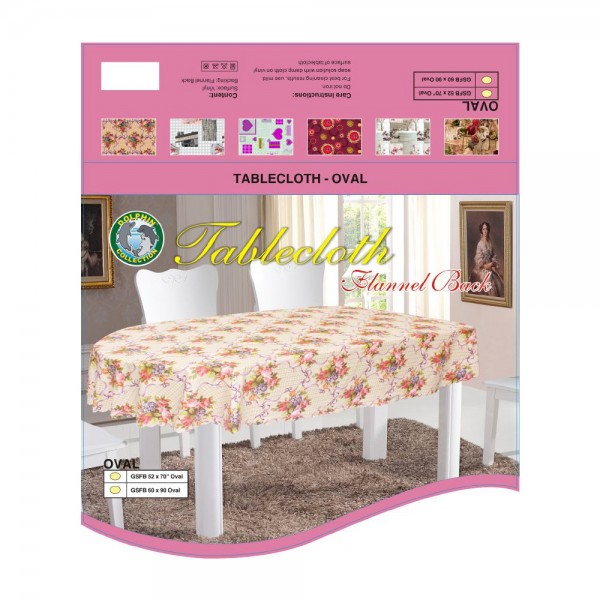 Dolphin-Collection-GSFB5270OVAL-Pvc-Tablecloth-Flannel-Back-Scallop Edge-(Oval)-Size-52×70-Oval