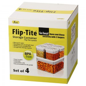 Felli-NLQUA4-060-Flip-Tite-Container-5pc-set-Capacity-4x0.5L-Size-4x(10.6x10.6x10.2Hcm)